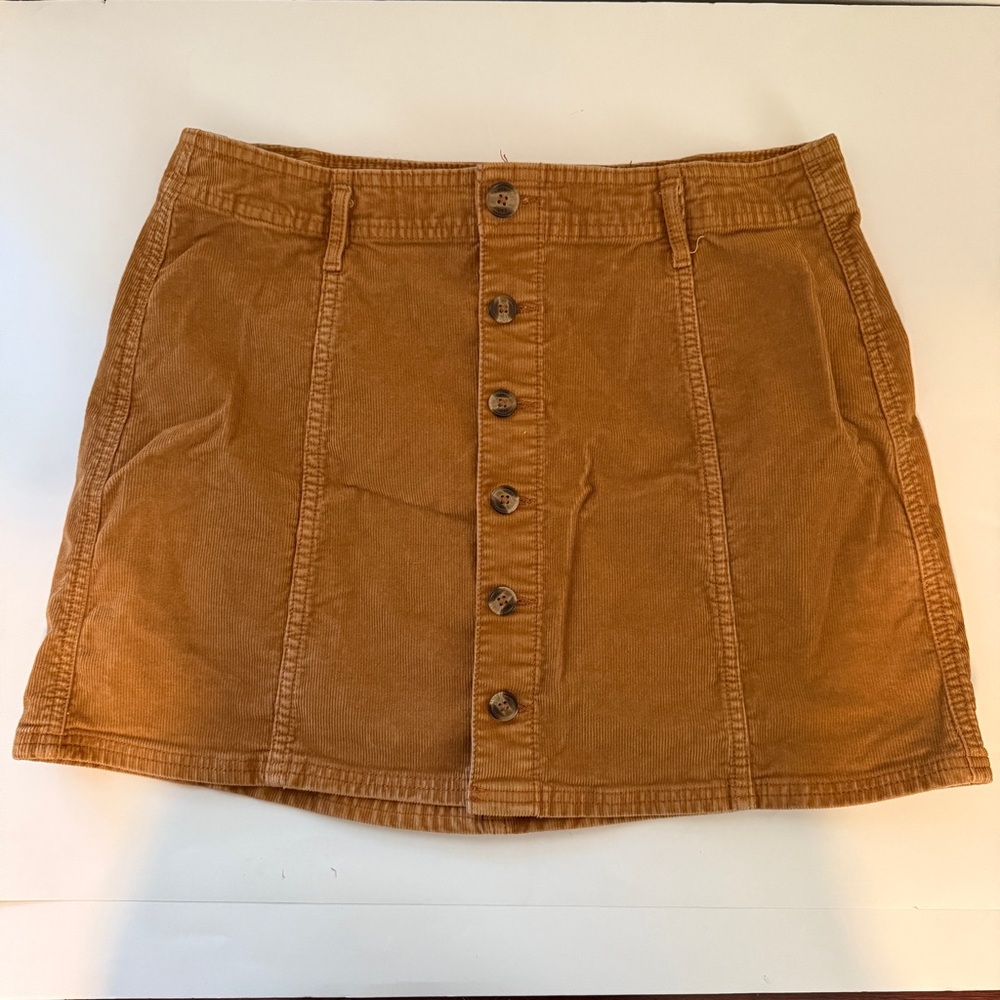 American Eagle Brown Corduroy Button Front Skirt